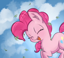 Size: 662x603 | Tagged: safe, artist:brok-enwings, character:pinkie pie, species:earth pony, species:pony, eyes closed, female, happy, mare, smiling, solo