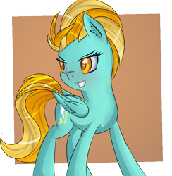 Size: 765x784 | Tagged: safe, artist:brok-enwings, character:lightning dust, species:pegasus, species:pony, female, mare, smiling, solo