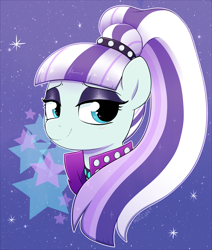 Size: 3000x3531 | Tagged: safe, artist:moozua, character:coloratura, character:countess coloratura, species:earth pony, species:pony, bust, eyeshadow, female, lidded eyes, makeup, mare, ponytail, portrait, solo
