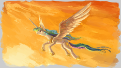 Size: 1920x1080 | Tagged: safe, artist:plainoasis, character:princess celestia, species:alicorn, species:pony, female, flying, mare, sky, solo, wings