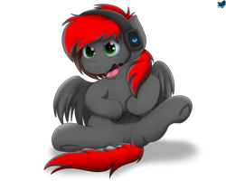 Size: 2500x2000 | Tagged: safe, artist:cloufy, oc, oc only, oc:gamerstorm, species:pegasus, species:pony, headset, lightly watermarked, raffle prize, simple background, solo, transparent background, watermark