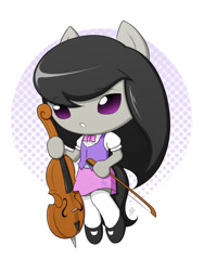 Size: 750x1000 | Tagged: safe, artist:jdan-s, character:octavia melody, species:anthro, cello, chibi, clothing, equestria girls outfit, female, looking at you, musical instrument, pixiv, solo