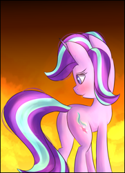 Size: 849x1174 | Tagged: safe, artist:brok-enwings, character:starlight glimmer, species:pony, species:unicorn, cloud, female, solo, sunset