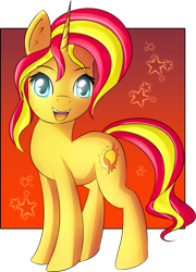 Size: 1151x1603 | Tagged: safe, artist:brok-enwings, character:sunset shimmer, species:pony, species:unicorn, cute, female, mare, open mouth, shimmerbetes, simple background, solo, transparent background