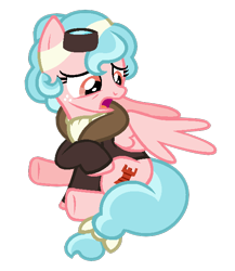 Size: 552x636 | Tagged: safe, artist:ivuiadopts, artist:thefanficfanpony, base used, derpibooru original, character:cozy glow, species:pegasus, species:pony, season 8, spoiler:s08, clothing, female, goggles, jacket, mare, older, older cozy glow, open mouth, scarf, simple background, sitting, solo, transparent background
