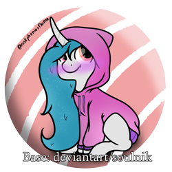 Size: 2000x2000 | Tagged: safe, artist:phenioxflame, base used, oc, oc:phenioxflame, species:pony, species:unicorn, clothing, hoodie, icon, simple background, solo, text, transparent background