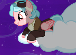 Size: 970x698 | Tagged: safe, artist:thefanficfanpony, base used, character:cozy glow, spoiler:s08, clothing, cloud, female, jacket, night, night sky, older, older cozy glow, scarf, sky, solo