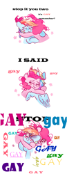 Size: 1104x2842 | Tagged: safe, artist:pinkablue, character:pinkie pie, character:rainbow dash, species:earth pony, species:pegasus, species:pony, ship:pinkiedash, :t, blushing, bust, c:, comic, cute, dashabetes, dialogue, diapinkes, eyes closed, female, flower, hug, lesbian, mare, one eye closed, shipping, simple background, smiling, sparkles, stop, text, typography, wat, white background, wink