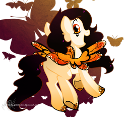 Size: 1300x1200 | Tagged: safe, artist:yokokinawa, oc, oc only, oc:monarch dream, species:pegasus, species:pony, butterfly, female, makeup, mare, monarch butterfly, simple background, solo, transparent background