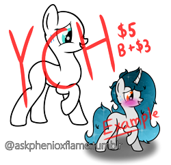 Size: 1170x1133 | Tagged: safe, artist:phenioxflame, oc, oc only, oc:phenioxflame, advertisement, commission, example, png, simple background, solo, transparent background, ych example, your character here