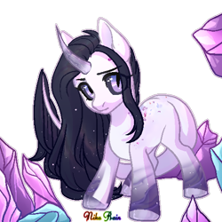 Size: 512x512 | Tagged: safe, artist:nika-rain, oc, oc only, species:pony, species:unicorn, chibi, commission, curved horn, horn, pixel art, simple background, solo, three quarter view, transparent background