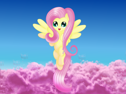 Size: 2743x2057 | Tagged: safe, artist:silversthreads, character:fluttershy, species:pegasus, species:pony, cloud, cute, female, flying, shyabetes, solo