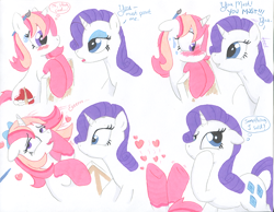 Size: 992x768 | Tagged: safe, artist:foxxy-arts, character:rarity, oc, oc:foxxy hooves, ponysona, species:pony, species:unicorn, blushing, blushing profusely, canvas, clothing, comic, dialogue, duo, faint, fangasm, floating heart, grin, heart, looking at each other, paintbrush, simple background, smiling, socks, sweat, sweatdrops, thought bubble, traditional art, underhoof, white background
