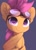Size: 607x834 | Tagged: safe, artist:freeedon, character:scootaloo, species:pegasus, species:pony, g4, colored pupils, cute, cutealoo, ear fluff, feather, female, filly, goggles, looking at you, purple background, simple background, smiling, solo, three quarter view