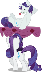 Size: 1692x2946 | Tagged: safe, artist:psychoanalyticbrony, artist:wicklesmack, edit, editor:slayerbvc, character:rarity, species:pony, species:unicorn, away from viewer, bedroom eyes, elusive, female, flirting, flower, looking forward, male, mare, mouth hold, on table, plot, ponidox, rararararara, rarilusive, rose, rule 63, self ponidox, selfcest, shipping, stallion, straight, table, vector, vector edit