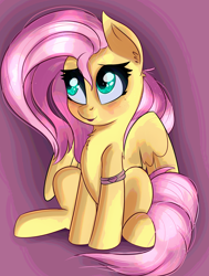 Size: 1530x2023 | Tagged: safe, artist:brok-enwings, character:fluttershy, species:pegasus, species:pony, female, mare, sitting