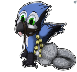 Size: 1500x1400 | Tagged: safe, artist:cloufy, oc, oc only, oc:kalmoor arkturus, species:griffon, antlers, reindeer antlers, solo, tongue out