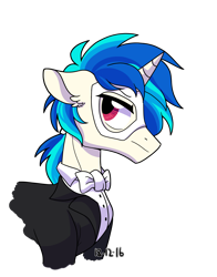 Size: 1682x2148 | Tagged: safe, artist:yaaaco, character:dj pon-3, character:vinyl scratch, species:pony, species:unicorn, clothing, female, mare, mask, phantom of the opera, simple background, solo, transparent background