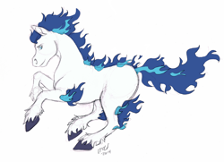 Size: 1156x837 | Tagged: safe, artist:carnivorouscaribou, character:shining armor, species:pony, crossover, male, mane of fire, pokémon, ponyta, pun, realistic horse legs, shiny ponyta, simple background, solo, species swap, stallion, white background