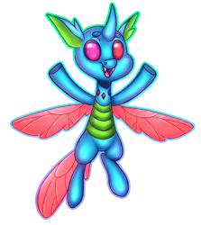 Size: 1024x1150 | Tagged: safe, artist:pinipy, species:changeling, blue, commission, cute, fullbody, shading, simple background, solo, transparent background