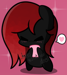 Size: 732x814 | Tagged: safe, artist:phenioxflame, base used, oc, oc:ashlee, species:earth pony, species:pony, blushing, heart, holiday, pictogram, present, red and black oc, solo, valentine's day