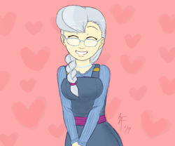 Size: 2400x2000 | Tagged: safe, artist:aa, character:silver spoon, species:human, episode:hearts and hooves day, g4, my little pony: friendship is magic, braid, cute, female, glasses, heart, holiday, humanized, silverbetes, smiling, solo, valentine's day