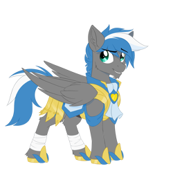 Size: 1024x1024 | Tagged: safe, artist:redchetgreen, oc, oc only, oc:cloud zapper, species:pegasus, species:pony, armor, bandage, cheek fluff, chin fluff, ear fluff, leg fluff, male, royal guard, royal guard armor, simple background, solo, stallion, transparent background