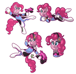 Size: 800x775 | Tagged: safe, artist:moonlightfan, character:gummy, character:pinkie pie, species:pony, blep, bust, cute, d.va, diapinkes, female, latin american, melissa gedeón, one eye closed, overwatch, p.nkie, portrait, silly, simple background, solo, tongue out, transparent background, voice actor joke, wink