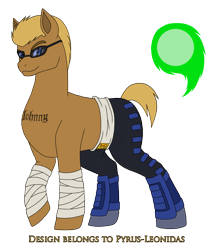 Size: 1357x1546 | Tagged: safe, artist:pyrus-leonidas, species:earth pony, species:pony, series:mortal kombat:defenders of equestria, bandage, clothing, crossover, johnny cage, male, mortal kombat, pants, ponified, simple background, smiling, solo, stallion, sunglasses, transparent background