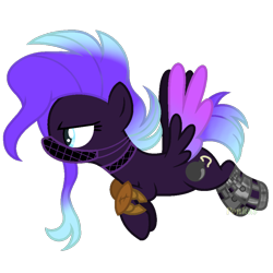 Size: 1800x1800 | Tagged: safe, artist:ponkus, oc, oc only, oc:rad blast, species:pegasus, species:pony, fallout equestria, angry, choker, colored wings, face mask, female, knee pads, mare, power hoof, solo