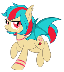Size: 1442x1637 | Tagged: safe, artist:crystal-tranquility, oc, oc:cherry bomb, species:bat pony, species:pony, female, mare, show accurate, simple background, solo, transparent background