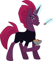 Size: 1722x2000 | Tagged: safe, artist:totallynotabronyfim, character:fizzlepop berrytwist, character:tempest shadow, species:pony, species:unicorn, broken horn, eating, female, fixed horn, food, horn, ice cream, prosthetic horn, prosthetics, solo, spoon, tempest gets her horn back