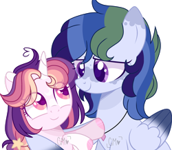 Size: 1280x1116 | Tagged: safe, artist:moon-rose-rosie, base used, oc, oc only, oc:celestial moon, oc:sparkle dash, parent:rainbow dash, parent:twilight sparkle, parents:twidash, species:alicorn, species:pegasus, species:pony, female, filly, magical lesbian spawn, mare, offspring, simple background, sisters, transparent background