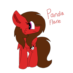 Size: 1378x1378 | Tagged: safe, artist:circuspaparazzi5678, oc, oc only, oc:panda flare, species:pegasus, species:pony, red, simple background, solo, transparent background