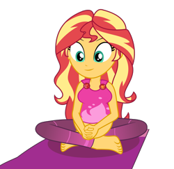 Size: 2802x2726 | Tagged: safe, artist:pacificside18, character:sunset shimmer, episode:wake up!, g4, my little pony: equestria girls, my little pony:equestria girls, spoiler:choose your own ending (season 2), spoiler:eqg series (season 2), barefoot, belly, big belly, big breasts, breasts, clothing, feet, female, geode of empathy, magical geodes, pants, pregnant, pregnant equestria girls, simple background, solo, sunset preggers, transparent background, vector, wake up!: rainbow dash, yoga, yoga mat, yoga pants