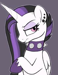 Size: 2332x3045 | Tagged: safe, artist:moozua, character:princess celestia, species:alicorn, species:pony, episode:between dark and dawn, g4, my little pony: friendship is magic, choker, ear piercing, female, goth, gray background, mare, piercing, punklestia, simple background, solo, spiked choker