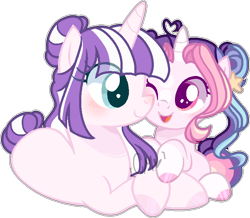 Size: 793x691 | Tagged: safe, artist:moon-rose-rosie, base used, character:twilight velvet, oc, oc:celestial moon, parent:rainbow dash, parent:twilight sparkle, parents:twidash, species:alicorn, species:pony, g1, female, filly, g1 to g4, generation leap, grandmother, grandmother and grandchild, grandmother and granddaughter, magical lesbian spawn, offspring, prone, simple background, transparent background