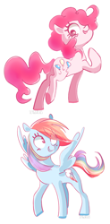 Size: 700x1420 | Tagged: safe, artist:pinkablue, character:pinkie pie, character:rainbow dash, species:pony, cute, dashabetes, diapinkes, female, mare, smiling