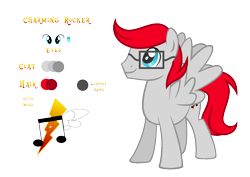 Size: 1500x1060 | Tagged: safe, artist:darbypop1, oc, oc:charming rocker, species:pegasus, species:pony, glasses, male, reference sheet, simple background, solo, stallion, transparent background