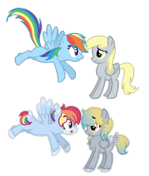 Size: 857x1012 | Tagged: safe, artist:moonlightdisney5, character:derpy hooves, character:rainbow dash, species:pony, feather butt, female, fluffy, freckles, headcanon, siblings, sisters, unshorn fetlocks