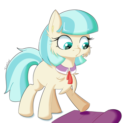 Size: 1500x1500 | Tagged: safe, artist:fajnyziomal, character:coco pommel, species:earth pony, species:pony, cheek fluff, chest fluff, cocobetes, cute, ear fluff, female, filly, solo