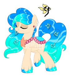 Size: 1280x1397 | Tagged: safe, artist:crystal-tranquility, oc, species:pony, deviantart watermark, eyes closed, female, mare, obtrusive watermark, original species, pond pony, simple background, solo, transparent background, watermark