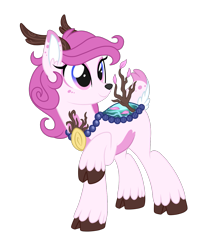 Size: 1035x1278 | Tagged: safe, artist:crystal-tranquility, oc, species:deer, female, original species, pond pony, simple background, solo, transparent background