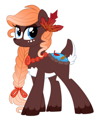 Size: 1110x1337 | Tagged: safe, artist:crystal-tranquility, oc, oc only, species:deer, species:pony, braid, cloven hooves, female, original species, pond pony, simple background, solo, transparent background