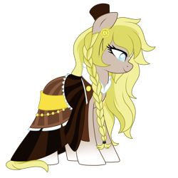 Size: 3000x3000 | Tagged: safe, artist:crystal-tranquility, oc, oc:princess chrono, species:pony, clothing, dress, female, gala dress, hat, high res, mare, race swap, simple background, solo, transparent background