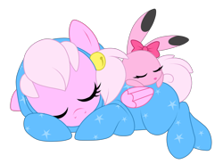 Size: 1024x755 | Tagged: safe, artist:crystal-tranquility, oc, oc:almond bloom, species:pegasus, species:pony, female, filly, onesie, simple background, sleeping, solo, transparent background