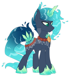 Size: 1280x1383 | Tagged: safe, artist:crystal-tranquility, oc, oc:crystal tranquility, species:pony, deviantart watermark, male, obtrusive watermark, original species, pond pony, simple background, solo, stallion, transparent background, watermark