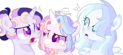 Size: 1280x576 | Tagged: safe, artist:moon-rose-rosie, base used, oc, oc:astral moonlight, oc:celestial moon, oc:smooth blue, parent:rainbow dash, parent:twilight sparkle, parents:twidash, species:alicorn, species:pegasus, species:pony, female, filly, magical lesbian spawn, offspring, scrunchy face, simple background, transparent background