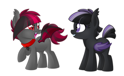 Size: 1303x795 | Tagged: safe, artist:crystal-tranquility, oc, oc only, oc:raspberry hope, oc:toxic heart, species:bat pony, species:pony, female, filly, simple background, transparent background