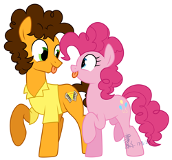 Size: 1536x1428 | Tagged: safe, artist:yaaaco, edit, character:cheese sandwich, character:pinkie pie, species:pony, ship:cheesepie, cropped, female, male, shipping, straight